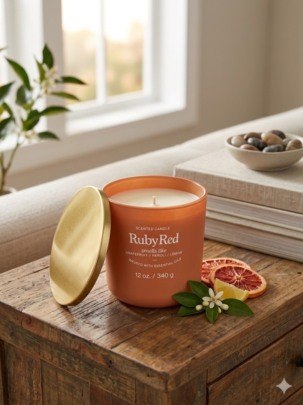 Ruby Red Scented Candle — Grapefruit, Neroli & Lemon Scented